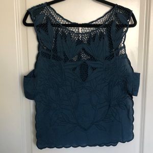 Free People Open Weave Tank with Open Sides - Dark Teal